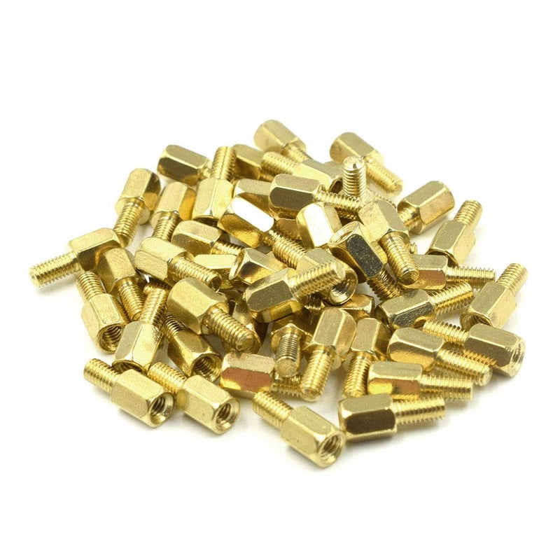 Hxchen M3 x 6mm + 6mm Male to Female Thread Brass Hexagon Hex Standoff Spacer Pillars - (50 Pcs) - Image 1